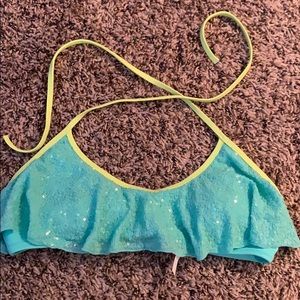 Sequin flounce bikini top